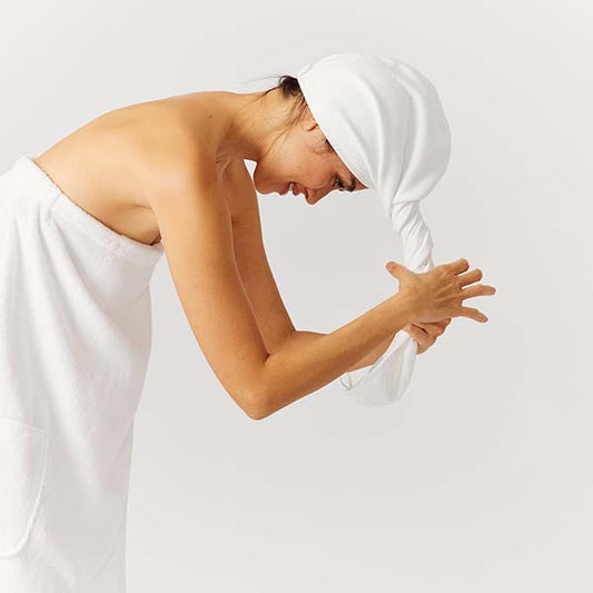 Weezie White Embroidered Wave Hair Towel