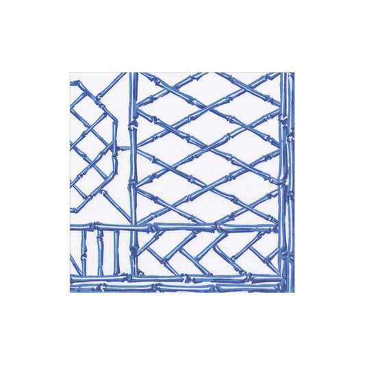 Bamboo Screen China Blue Paper Linen Cocktail Napkins