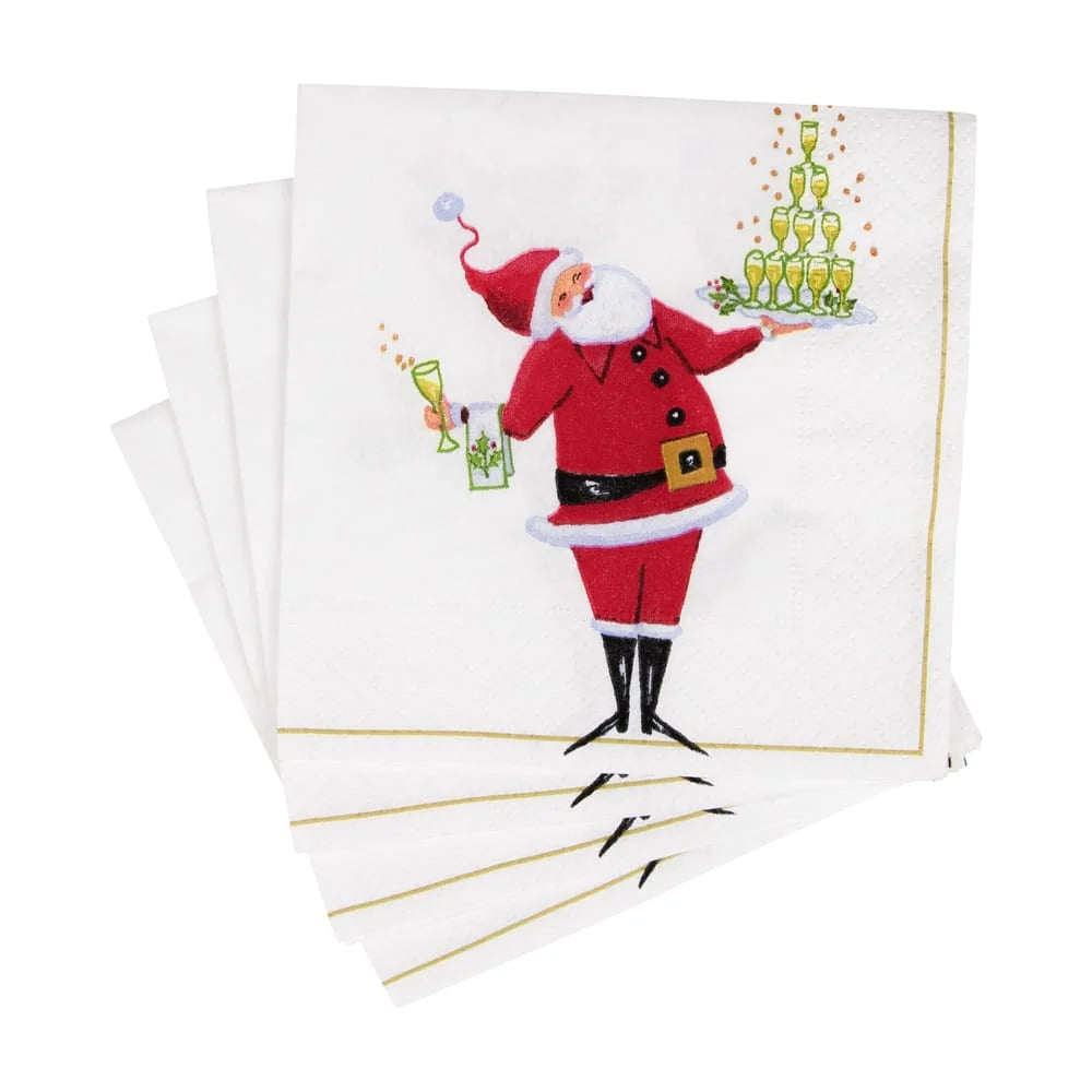Santa Serving Drinks Napkin Cocktail