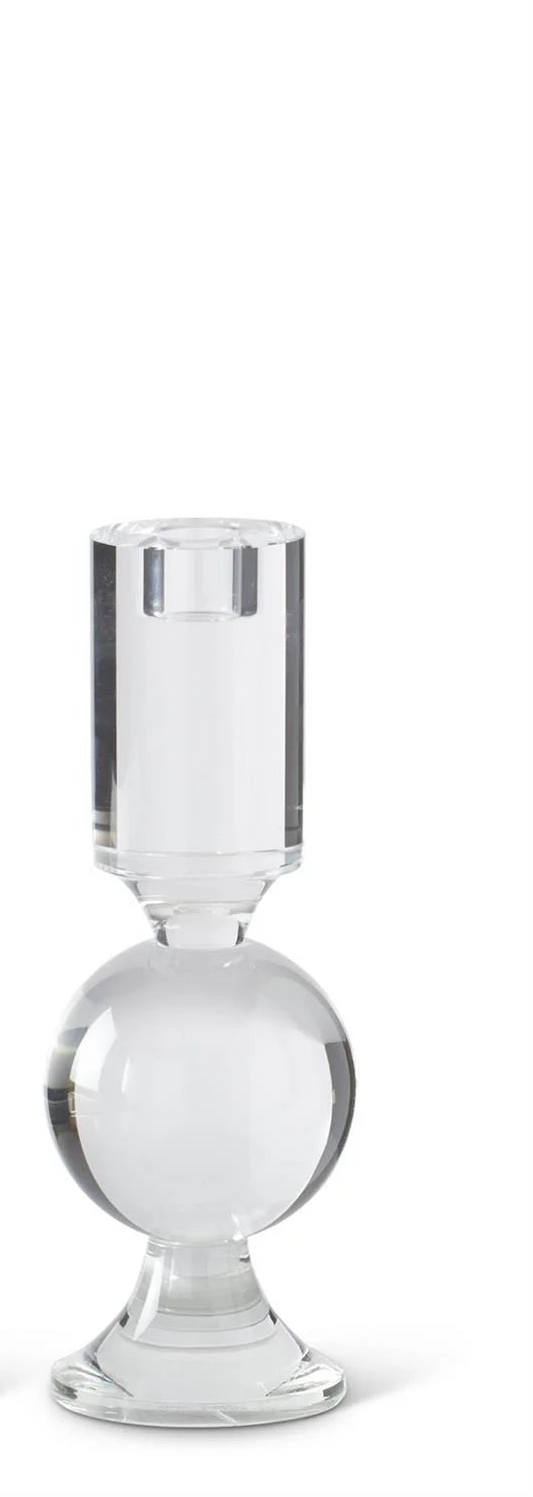 Clear Crystal Glass Single Ball Taper Candleholders