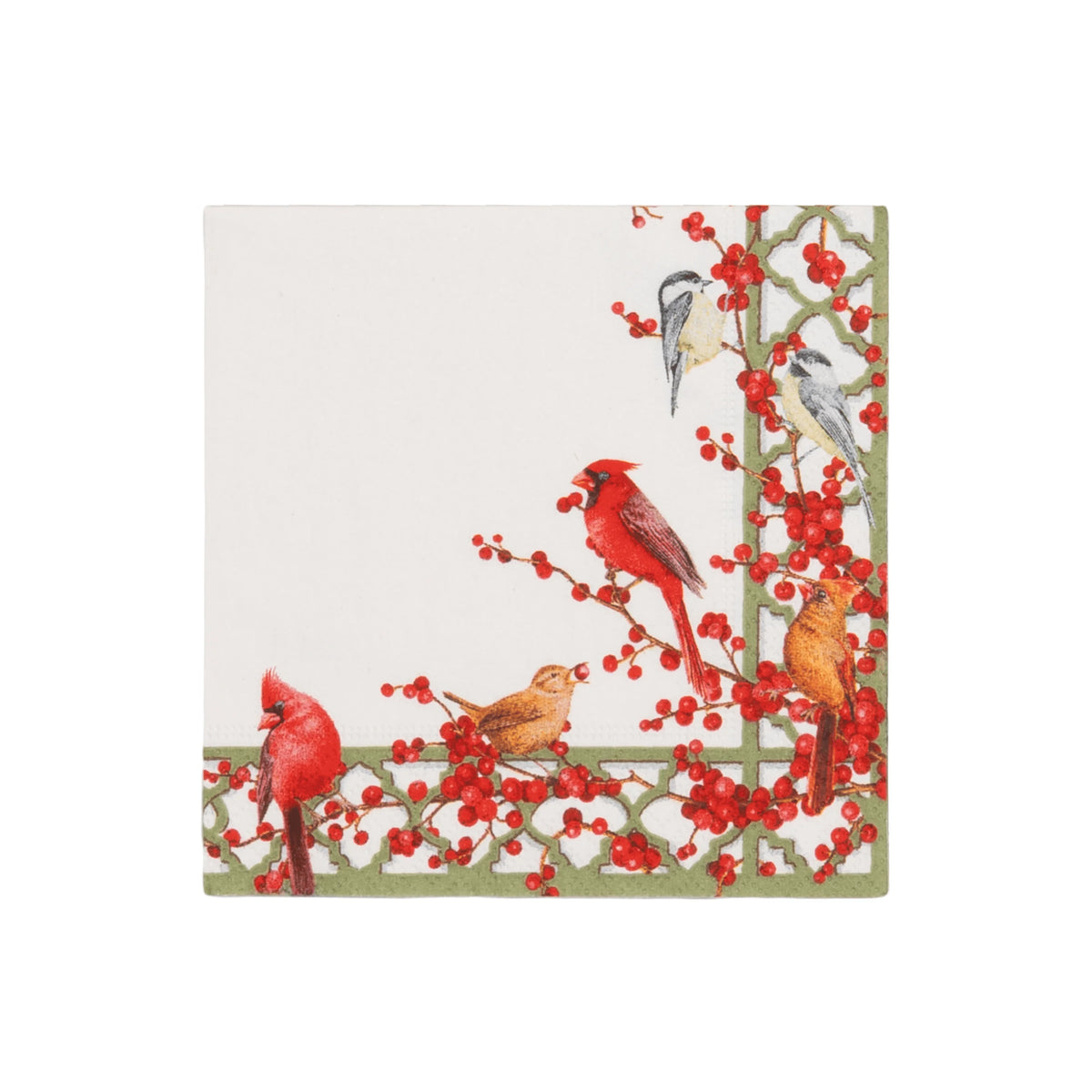 Winter Birds and Berries Cocktail Napkins