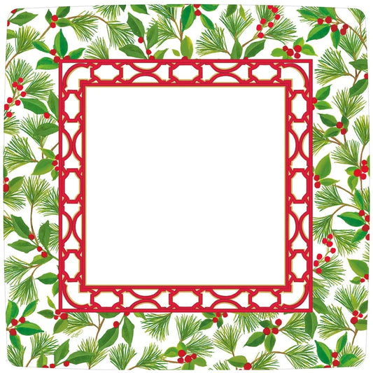 Knots And Greenery White Sq Square Dinner Plates - pack of 8