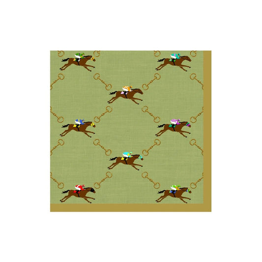 And They're Off Sage Cocktail Napkins