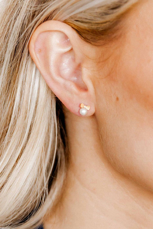 LINNY CO - Screwback Stud Earrings - Heidi Pearl Bow