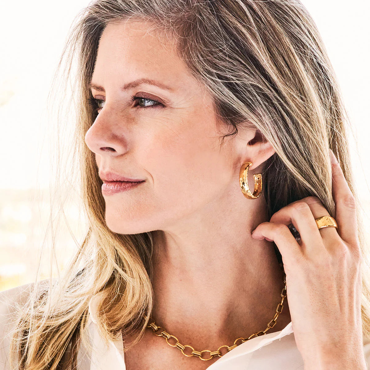 Cleo Classic Medium Hoop Earrings- Gold