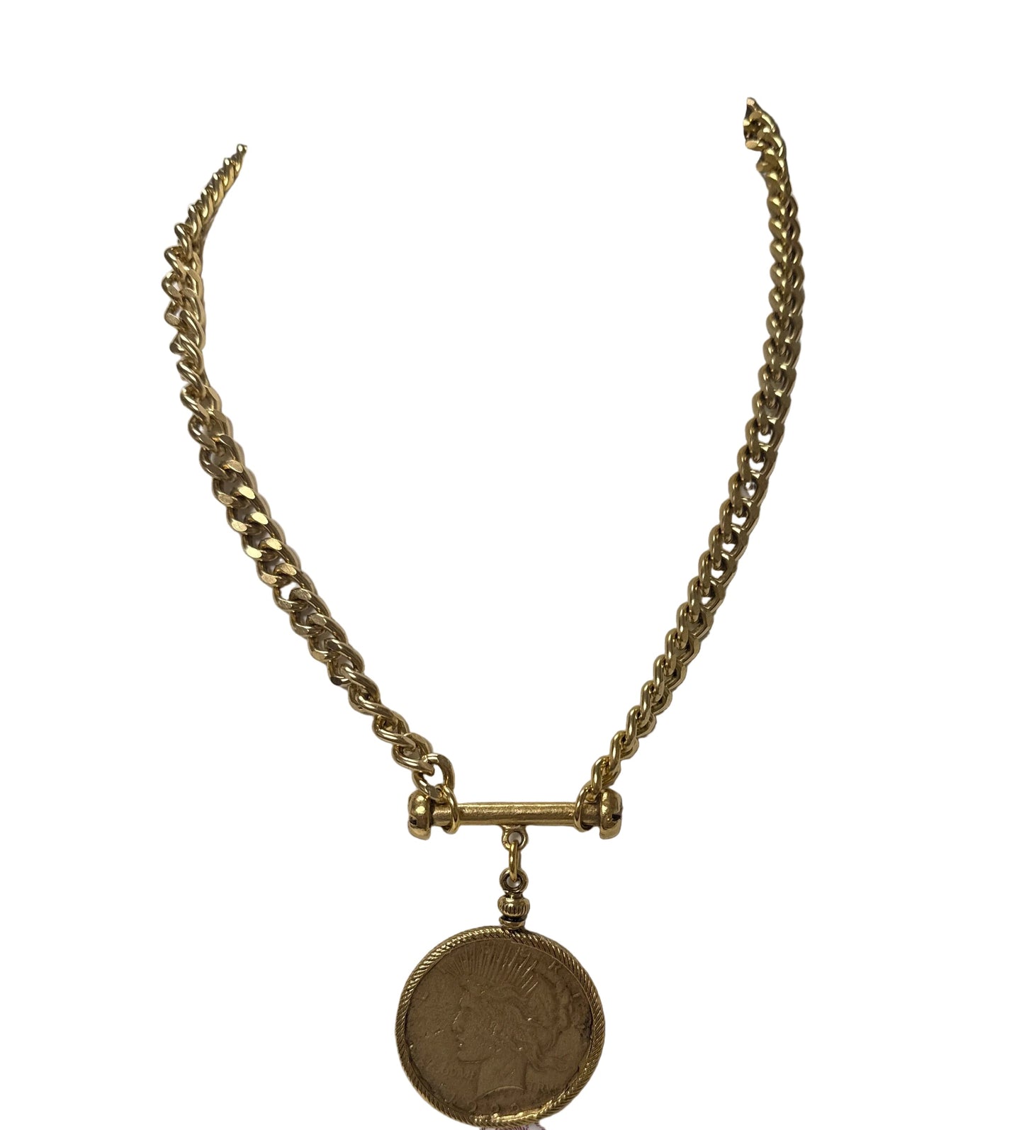 Gold Coin Bar Necklace