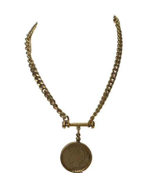 Gold Coin Bar Necklace