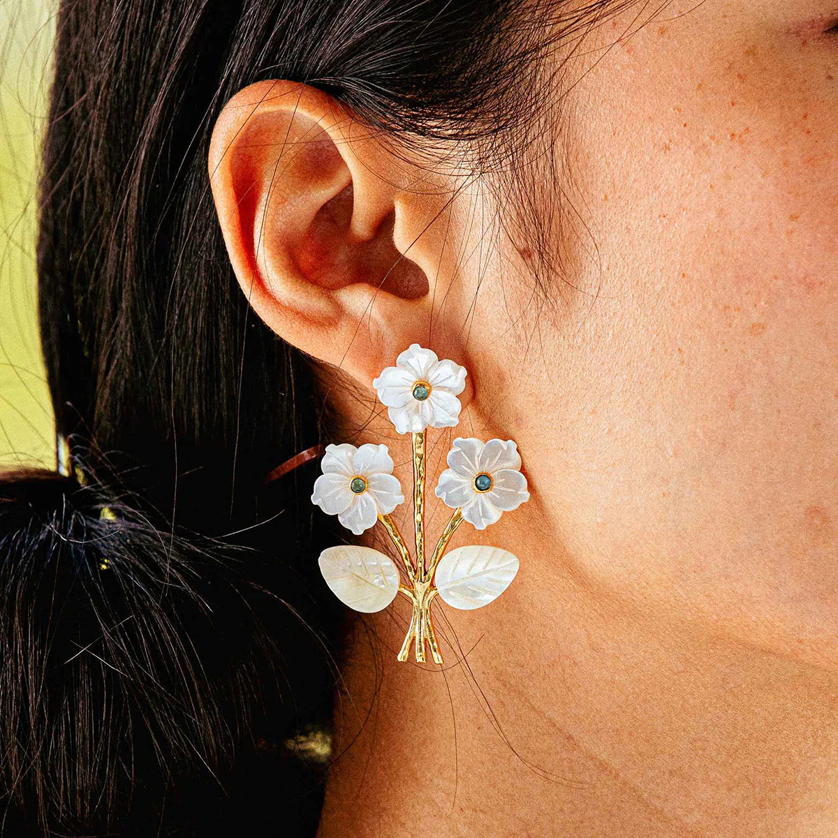 Mermaid Garden Convertible Bouquet Post Earrings-MOP