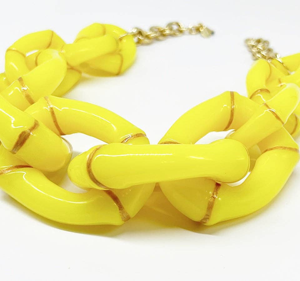 Parker Kennedy - Jewelry Collection - "The Michelle" - Bamboo Link Necklace - Yellow