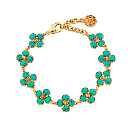 Berry Clover Link Bracelet (7”+ 2” Turquoise)
