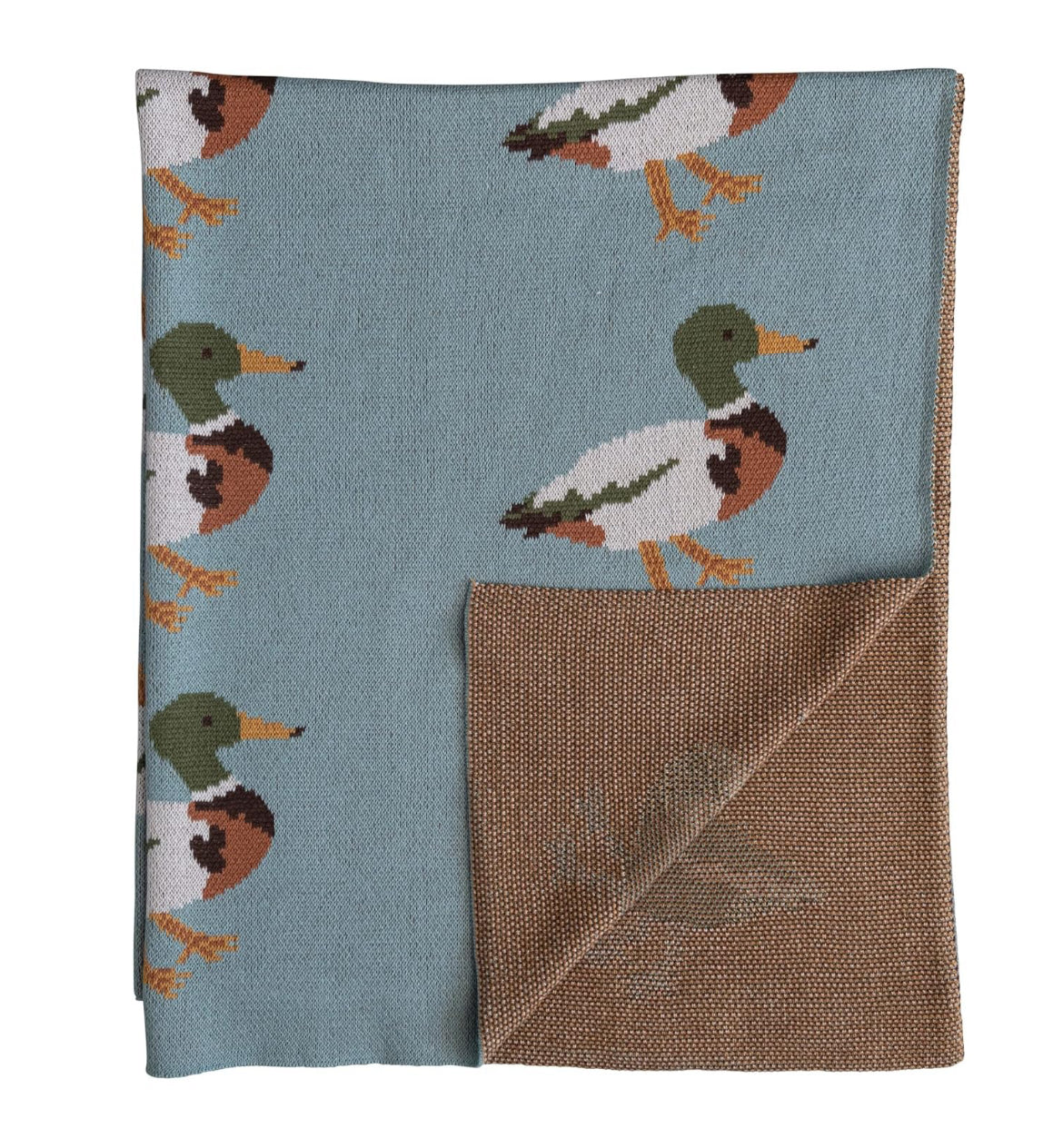 Cotton Knit Baby Blanket w/ Ducks 40”x32”
