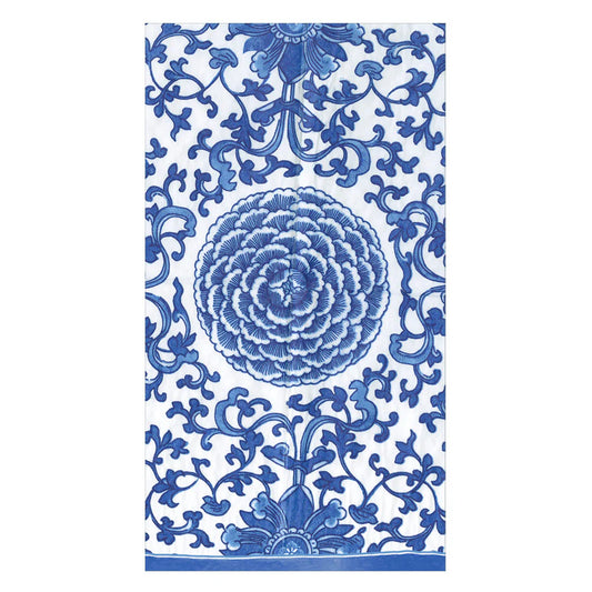 Caspari Guest Napkin/ Indigo Garden Blue/White