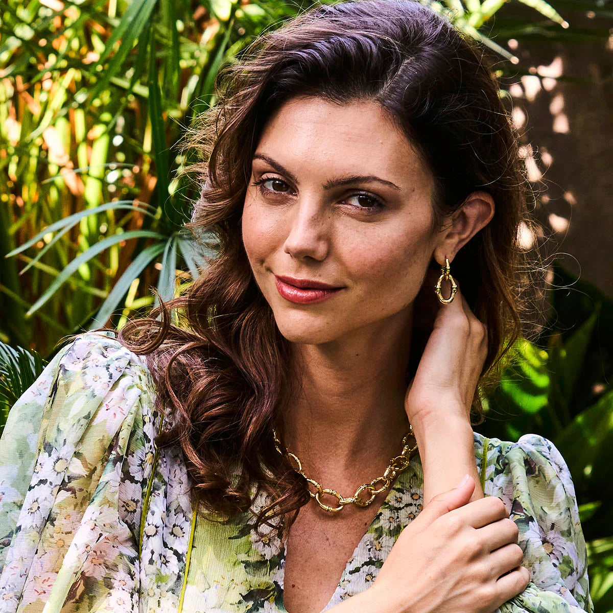BANGKOK BAMBOO
Link Earrings - Gold/Green Enamel