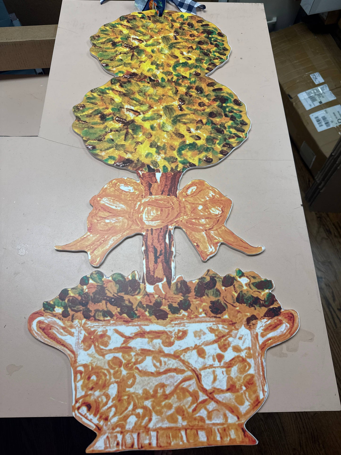 LARGE Designer Golden Hour Topiary Ginger Jar Door Hanger
