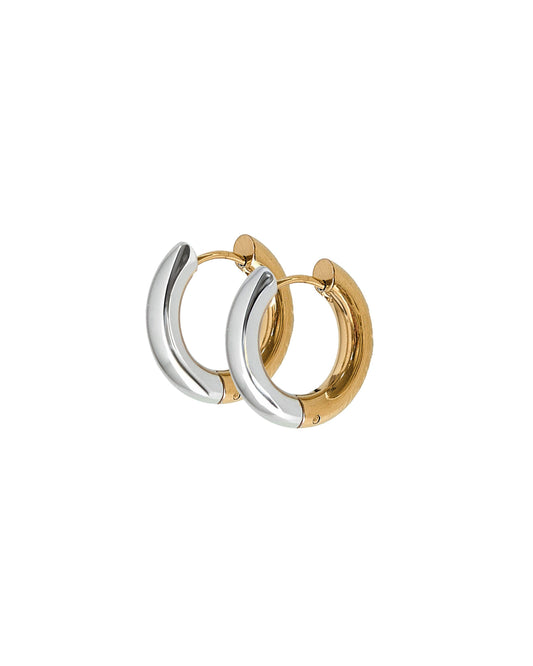 LINNY CO - Huggie Earrings - Scarlett Hoop Two-Tone 12mm