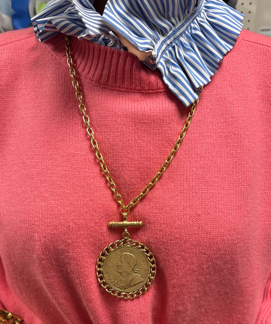 Long Gold Coin Necklace
