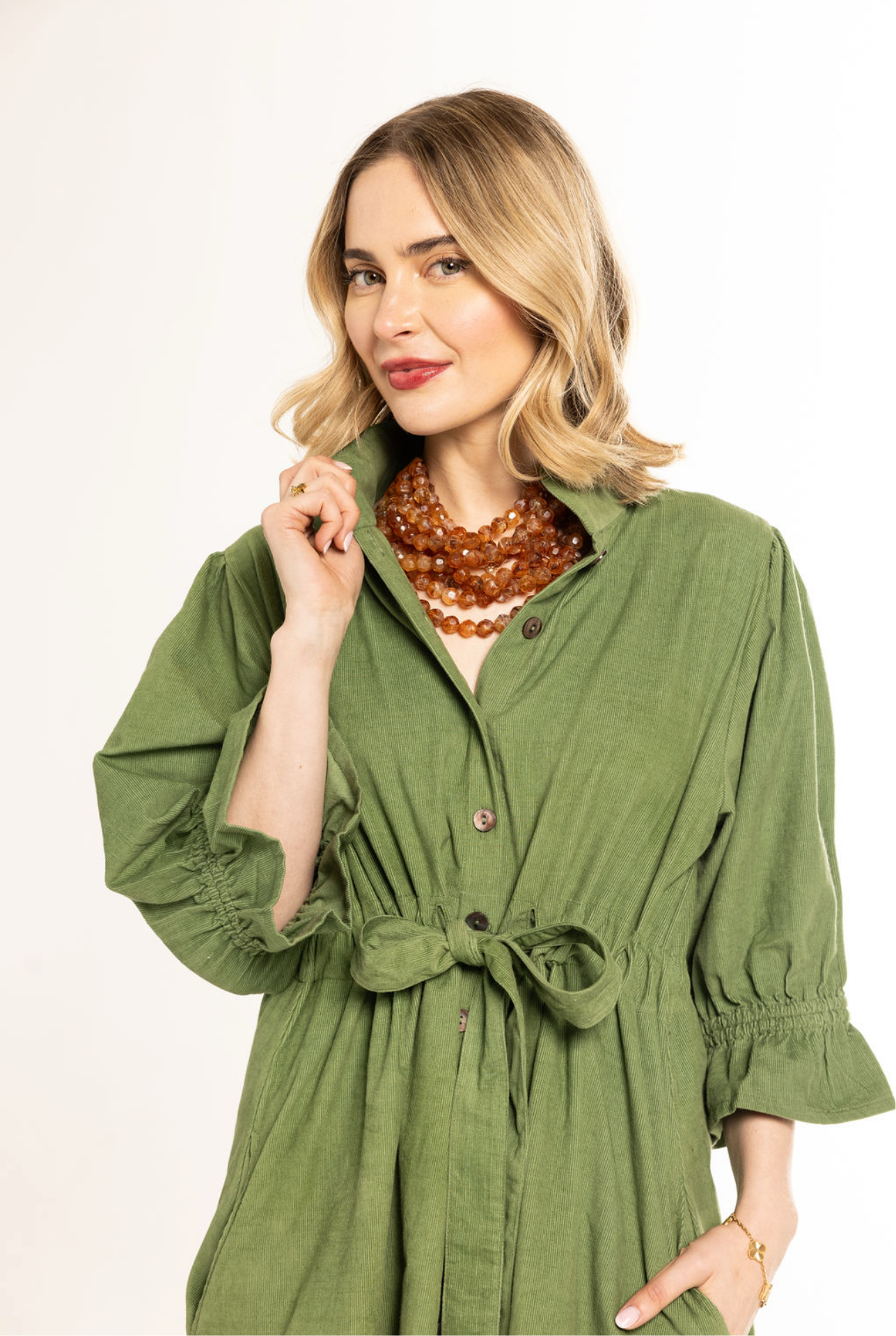 Holly Shae Green Corduroy Dress