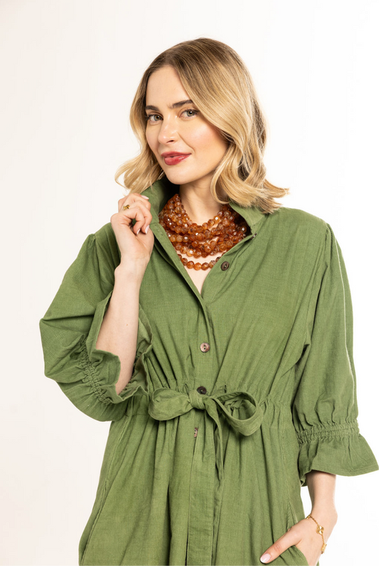 Holly Shae Green Corduroy Dress