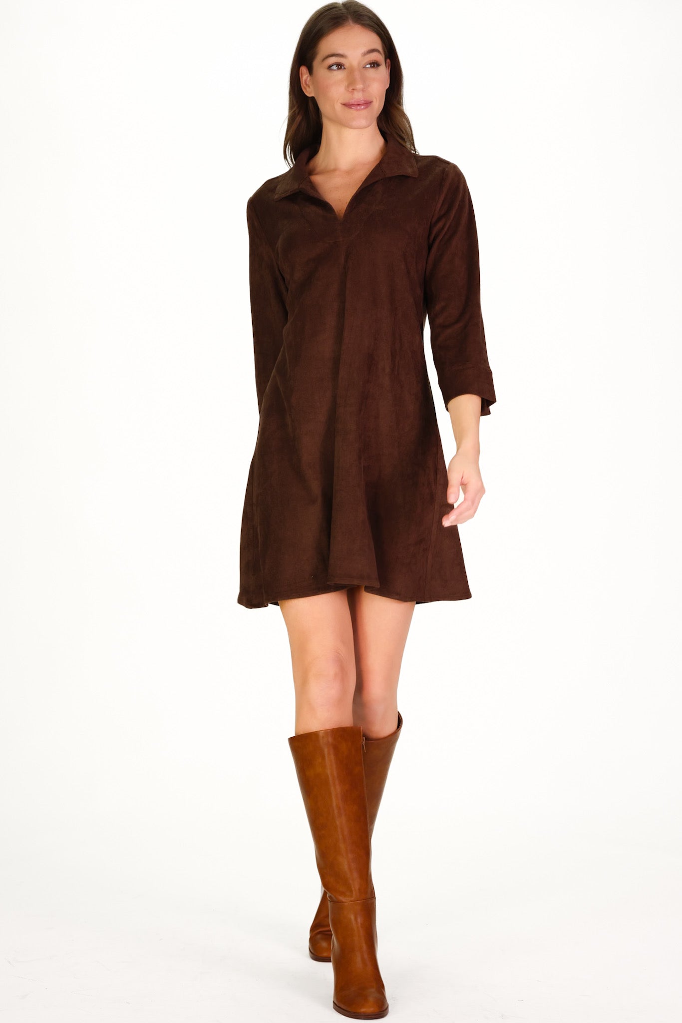 Victoria Dress in Washable Faux Suede