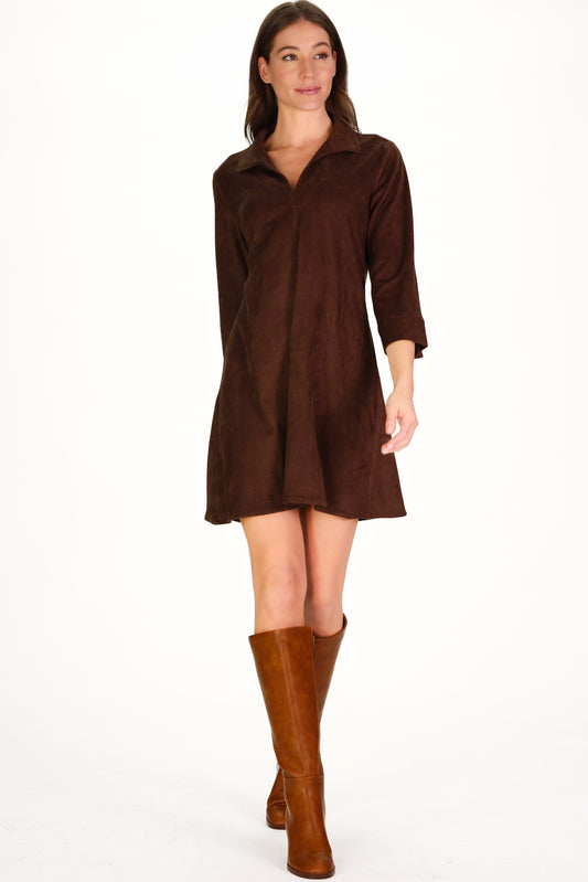 Victoria Dress in Washable Faux Suede
