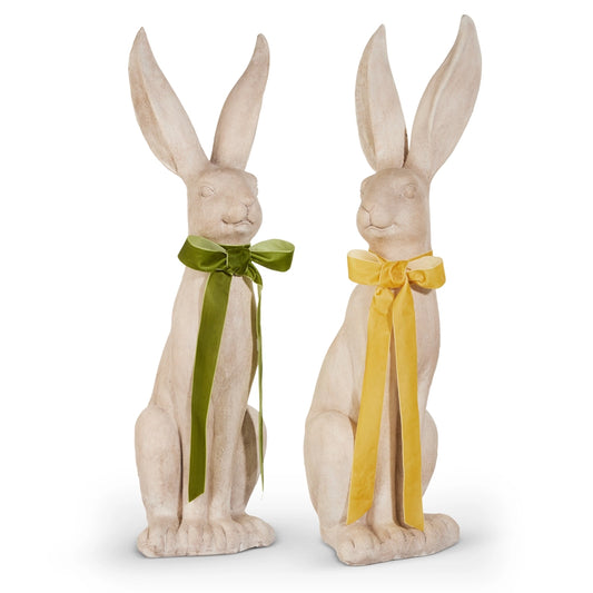 Concrete Look Rabbit with Bow (Set of 2)