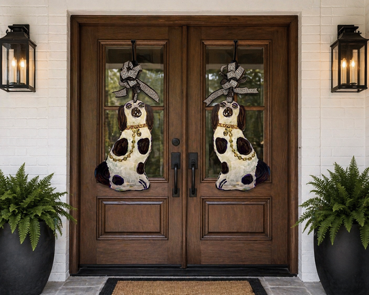 Pair of Designer Staffie Dog Door Hangers 