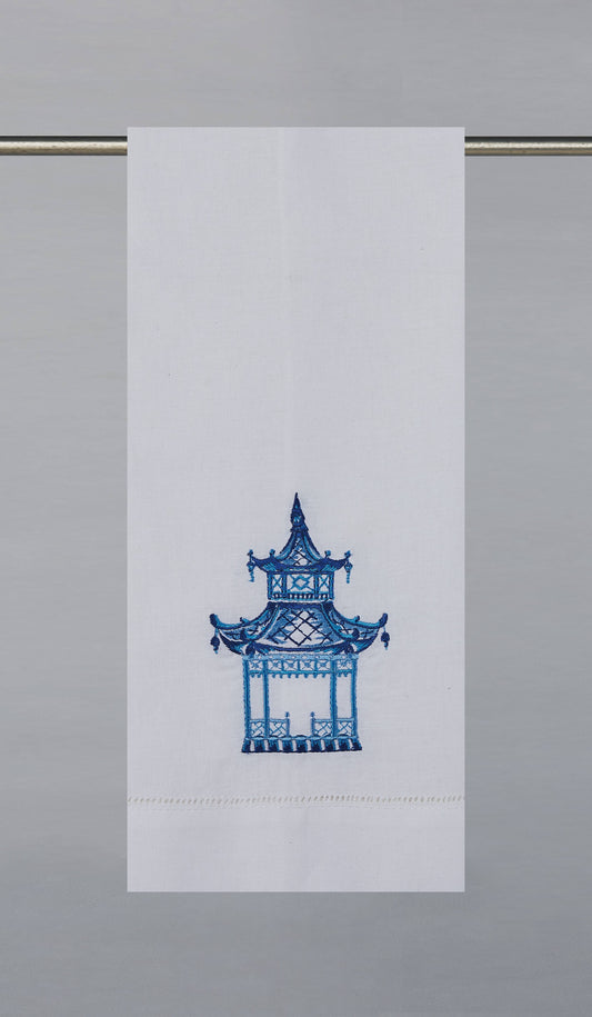 Chinoiseries Pagoda Embroidered Guest Towel