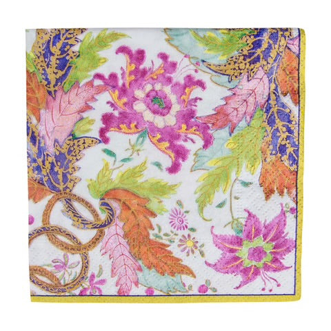 Caspari Cocktail Napkin/ Tobacco Leaf Ivory
