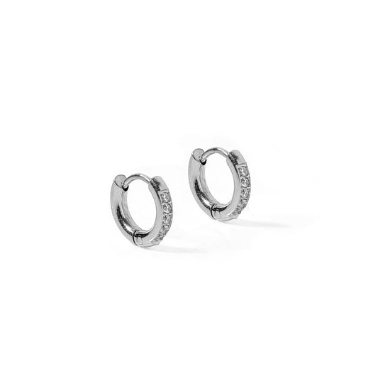 LINNY CO - Huggie Earrings - Scarlett Hoop Silver 8mm CZ