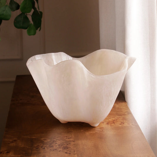 RESIN Alabaster Ice Bucket White Swirl