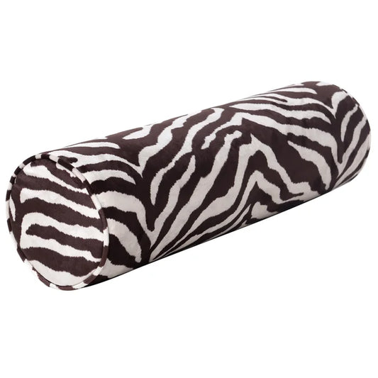 Brown Zebra Print Bolster Pillow in Zara Fabric