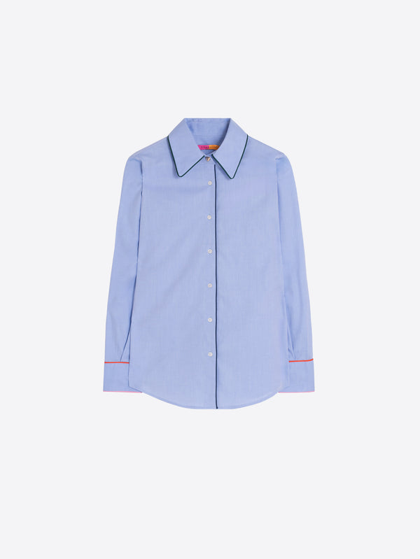 Blue Shirt with  Contrast Piping
