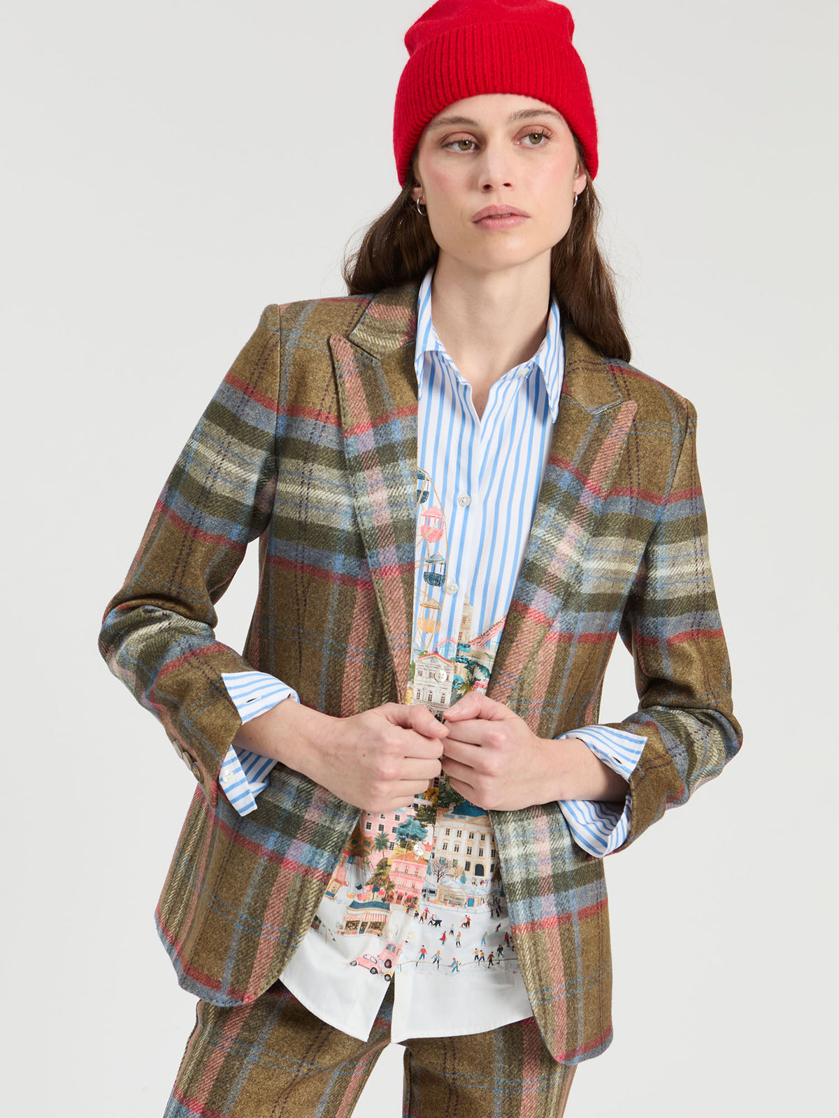 Brown and Blue Plaid Jacket