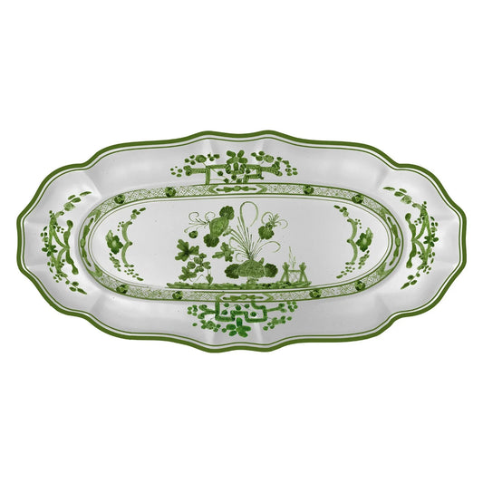 VIDA Faenza Long Oval Tray (Green and White)