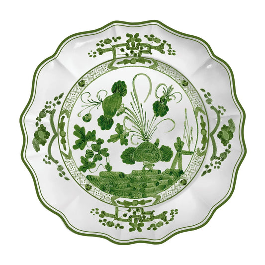 VIDA Faenza 13" Round Platter in Green and White