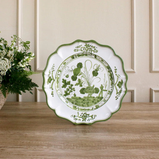 VIDA Faenza 13" Round Platter in Green and White