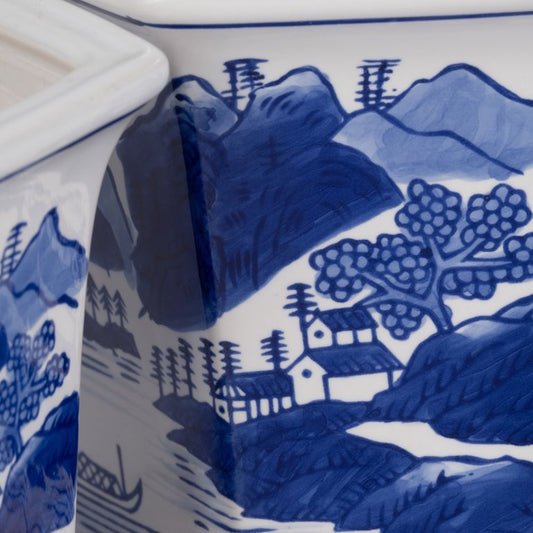 Blue & White Chinoiserie Planter (6”x 6”)