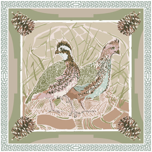 Austin Williams Pink Quail Pair Scarf