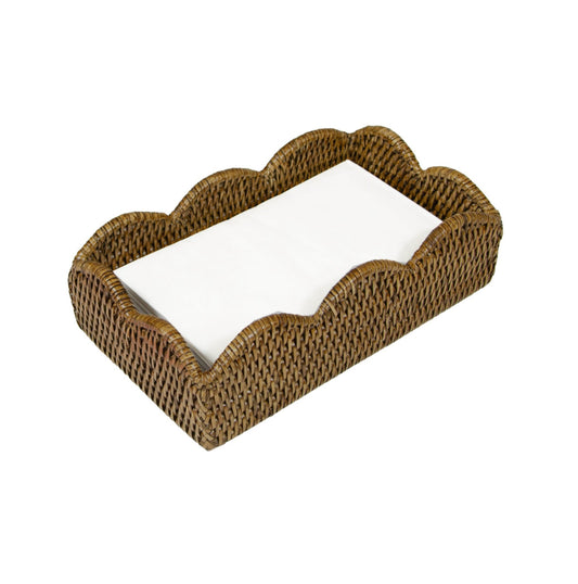 Caspari Rattan Scalloped Napkin Holder