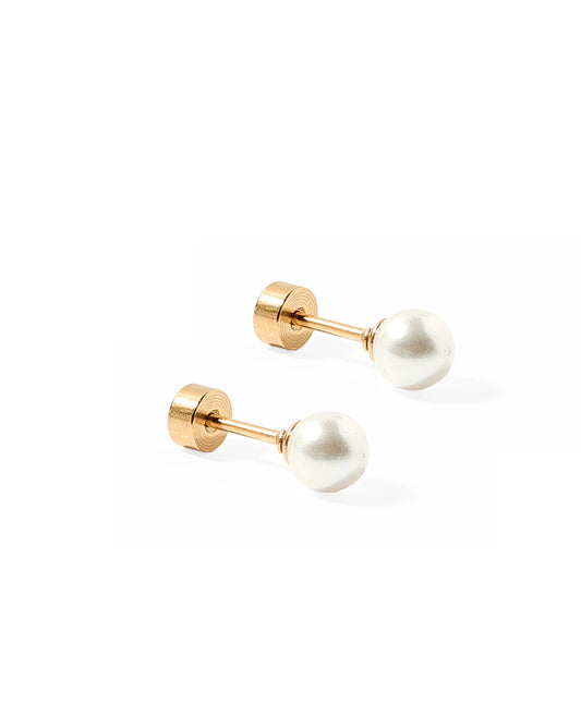 LINNY CO - Screwback Stud Earrings - Payton Pearl 5mm