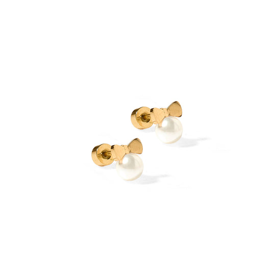 LINNY CO - Screwback Stud Earrings - Heidi Pearl Bow