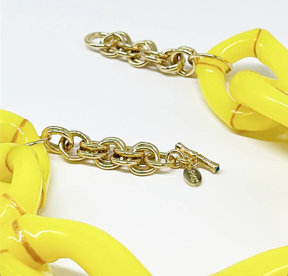 Parker Kennedy - Jewelry Collection - "The Michelle" - Bamboo Link Necklace - Yellow
