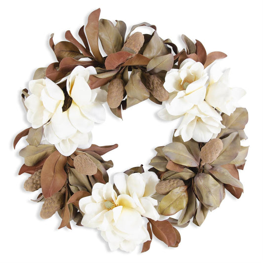 26 Inch White Real Touch Magnolia Wreath