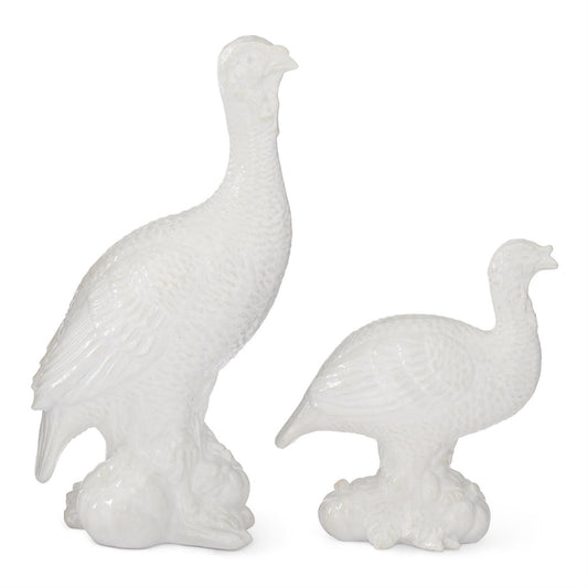 Glossy White Resin Turkeys 2 Sizes