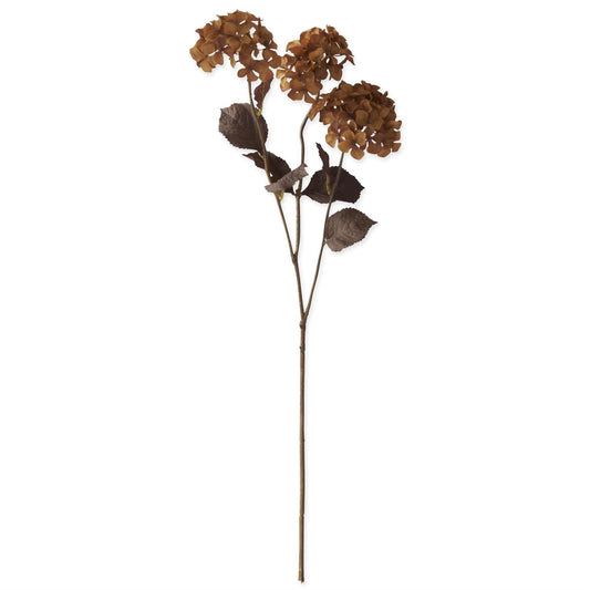 30 Inch 3 Head Faux Dried Brown Hydrangea Stem