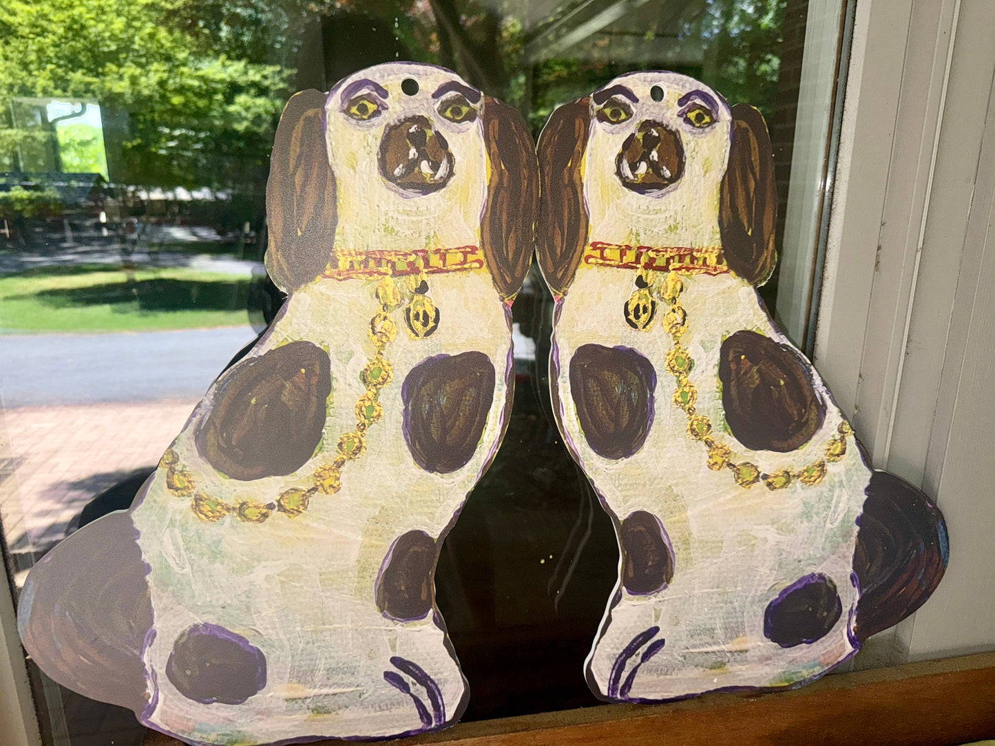 Pair of Designer Staffie Dog Door Hangers 