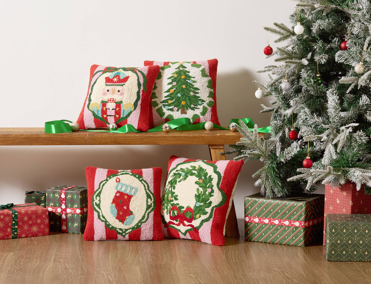 Holiday Frames Wreath Hook Pillow