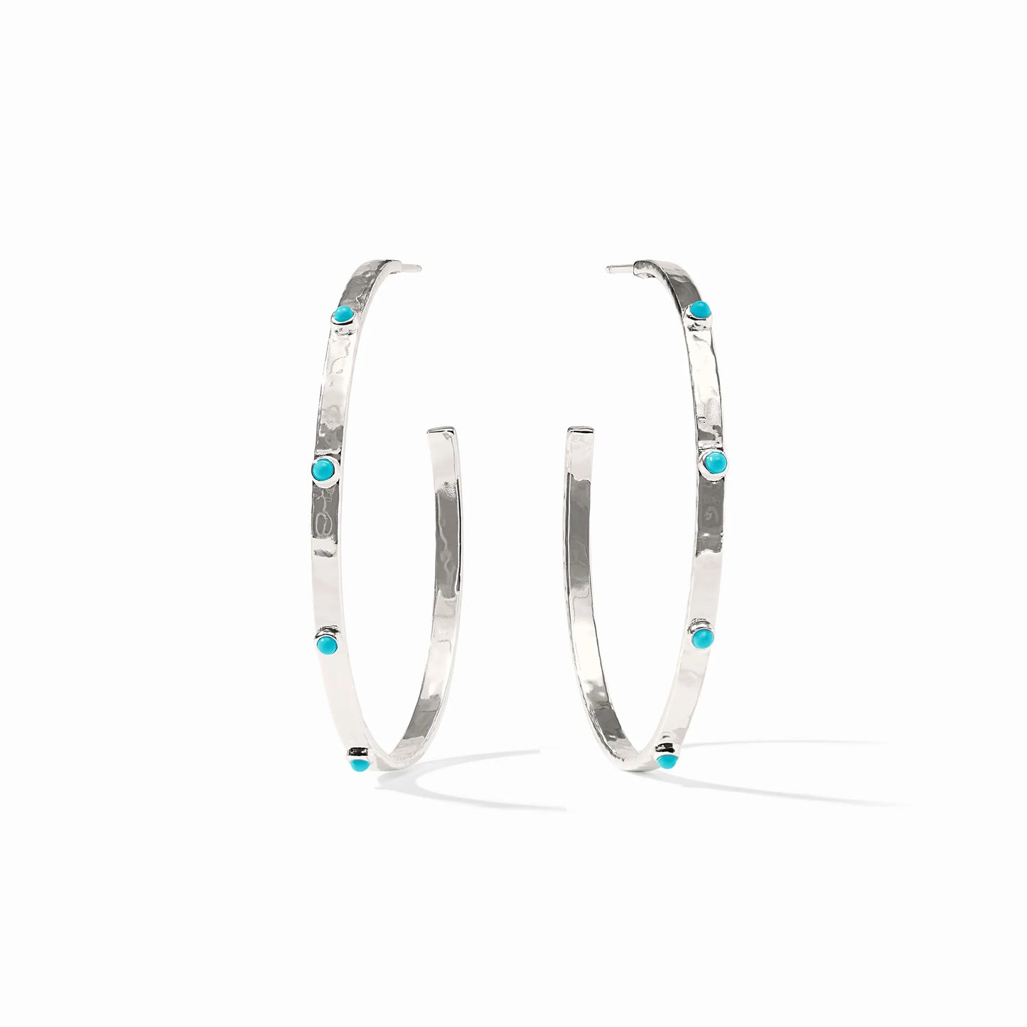 Julie Vos Crescent Turquoise Blue Stone Hoop Silver