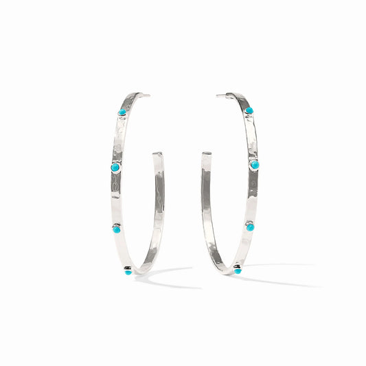 Julie Vos Crescent Turquoise Blue Stone Hoop Silver
