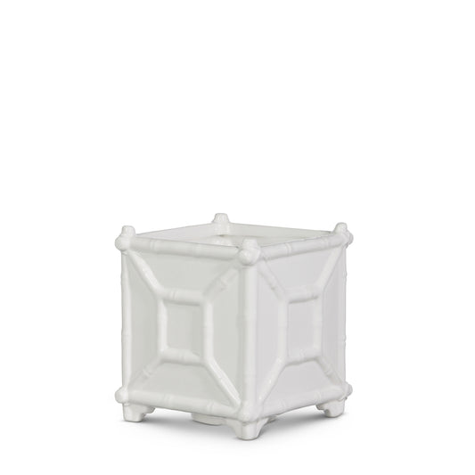 6" White Bamboo Planter
